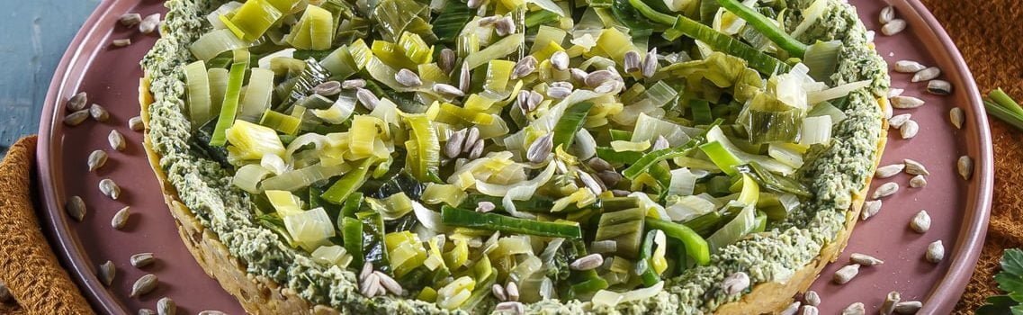 Quiche de lentilhas e alho-francês