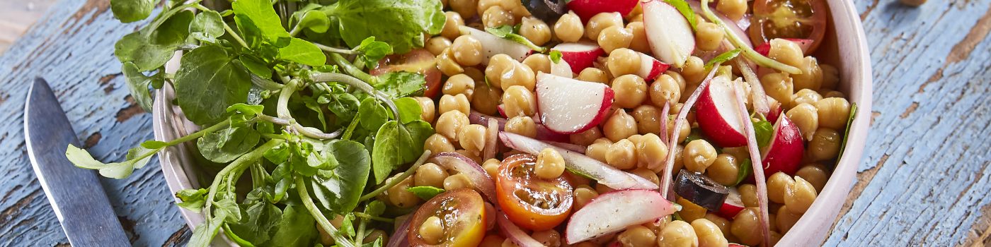 Salada de grão com rabanetes e agrião @teleculinária